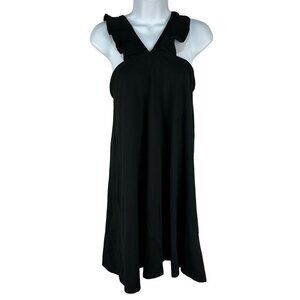 Susana Monaco Black Sleeveless Dress With Ruffle Strap Detail Size M